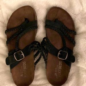 White mountain footbeds sandals black size 10